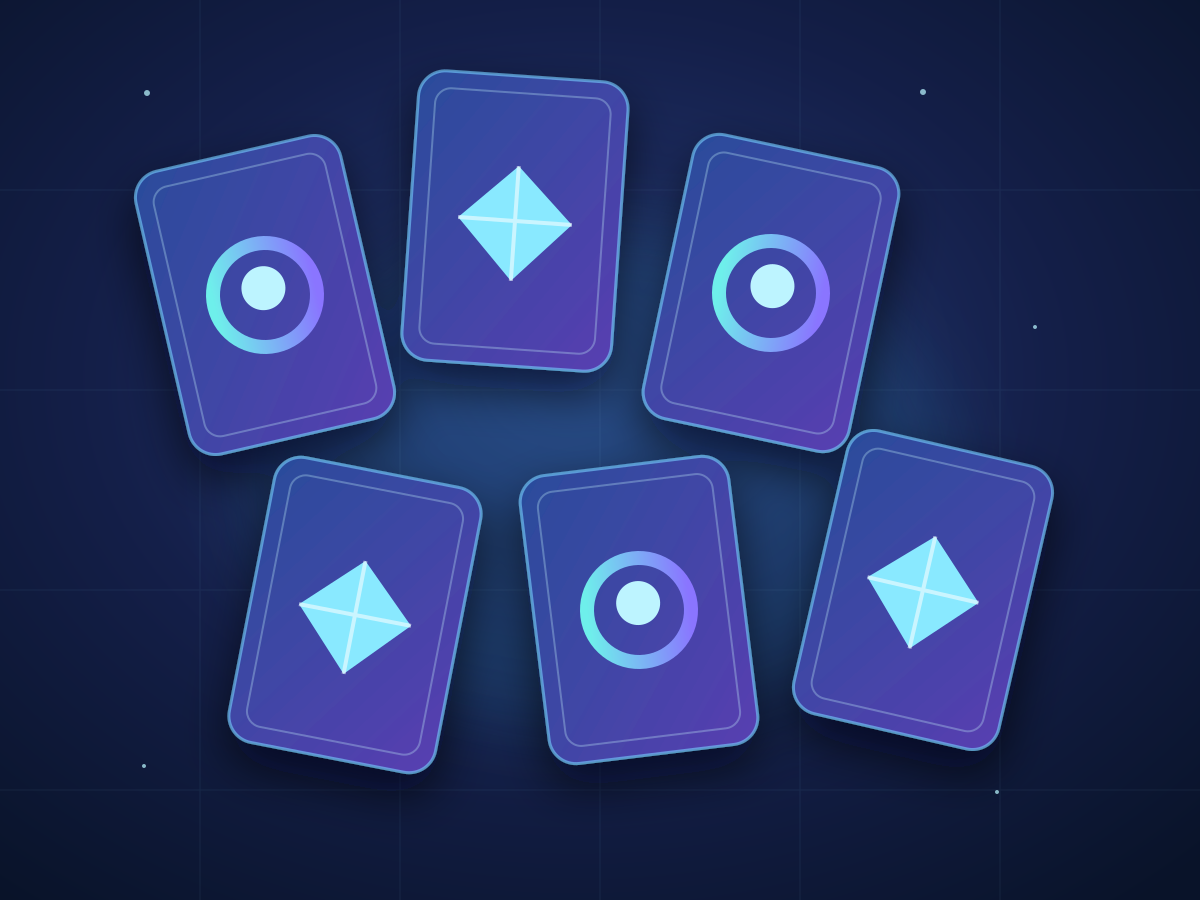 Cartas iluminadas da missão Memória Neon